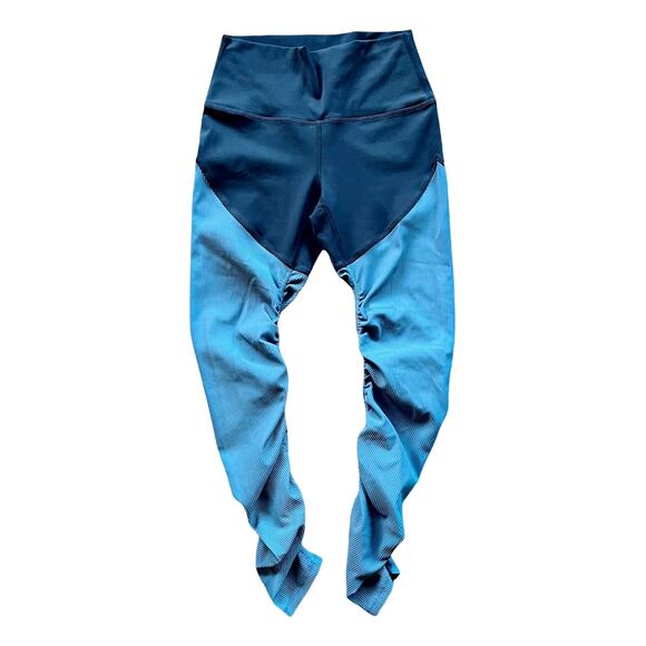 ZYIA Parallel Luxe Leggings Color Block Ruched 7/8 Storm Gray Blue 2 EUC - Picture 6 of 7